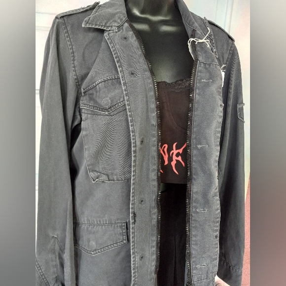 Vintage tripp nyc military goth super rare grey wash jacket! EUC! - Picture 6 of 9